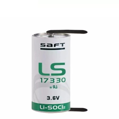 Saft LS17330 2/3A 3.6V 2100mAh Li-SOCl2 Battery with U Solder Lugs