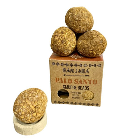 Banjara Palo Santo Smudge Beads Incense 5-Pack with Holder – Purification