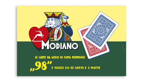 Modiano 98 Poker 2 Cards Decks Set Red Blue Back Poker Size Made In Italy 300254