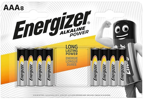 8x Energizer Alkaline Power AAA LR03 1.5V Batteries Maxi Pack