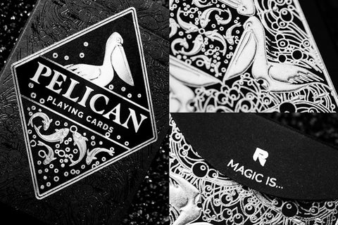Pelican Playing Cards by Rokas Magic USPCC Black Luxury Foil Tuck Box