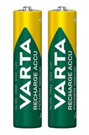 2x Varta Recharge Accu Power AAA 1000mAh NiMH 1.2V Rechargeable Batteries