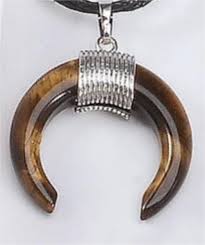 Tiger Eye Crescent Moon Amulet Pendant Necklace Protection Lo Scarabeo