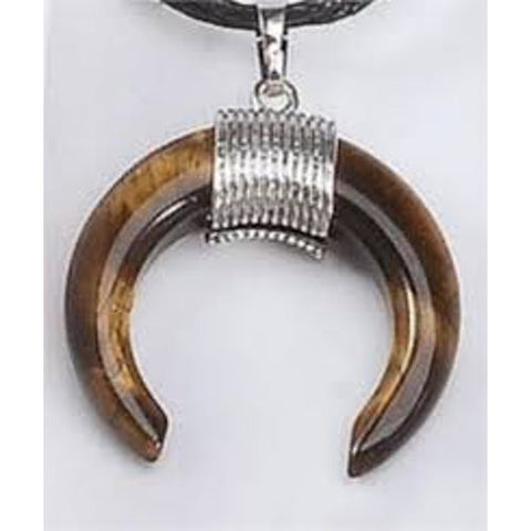 Tiger Eye Crescent Moon Amulet Pendant Necklace Protection Lo Scarabeo