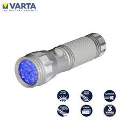 VARTA UV LED Flashlight Aluminum Torch 395-400nm with 3x AAA Batteries