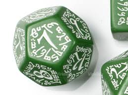 Q-Workshop Elvish Dice Set Green White 7-Die Polyhedral DND RPG