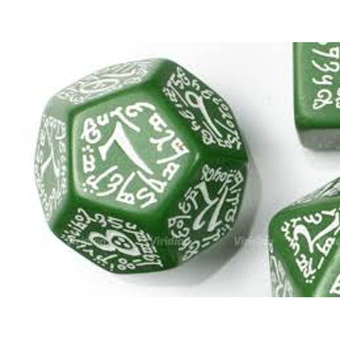 Q-Workshop Elvish Dice Set Green White 7-Die Polyhedral DND RPG
