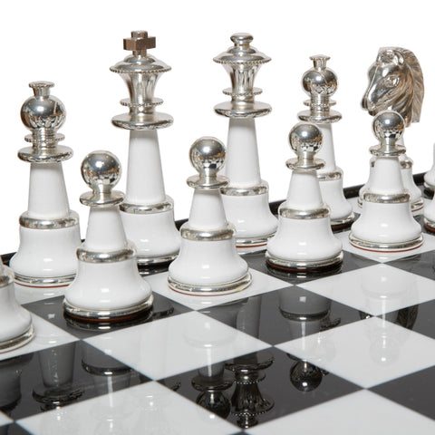 Italfama Brass Chess Set with Alabaster Board 5" King Handmade Italy
