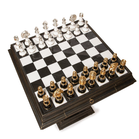 Italfama Brass Chess Set with Alabaster Board 5" King Handmade Italy