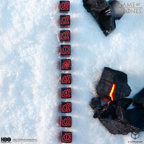 Game of Thrones Targaryen D6 Dice Set 10pc Black Red Licensed Q-Workshop