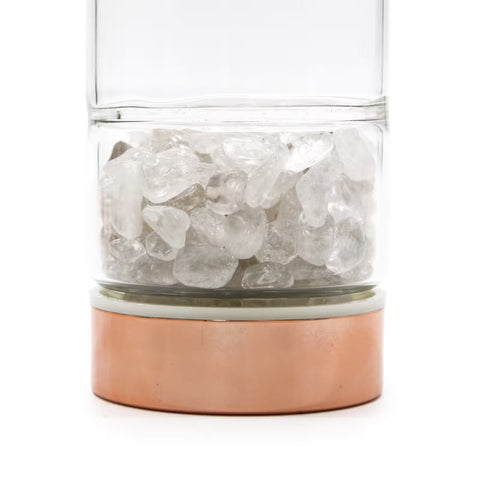 Crystal Tea Infuser Bottle with Rock Quartz Ancient Wisdom