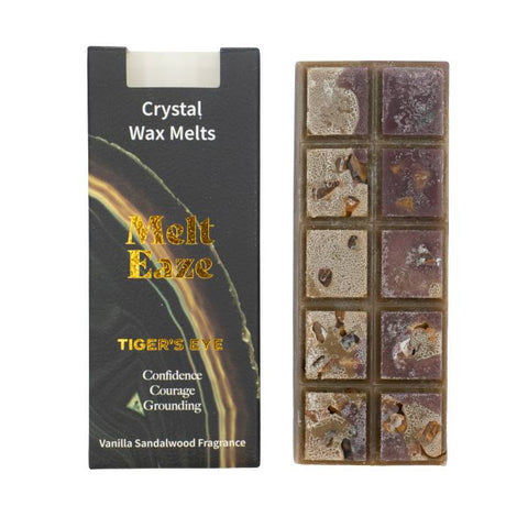 Melt Eaze Vanilla Sandalwood Wax Melt Bar 50g with Tiger’s Eye Gemstone Chips