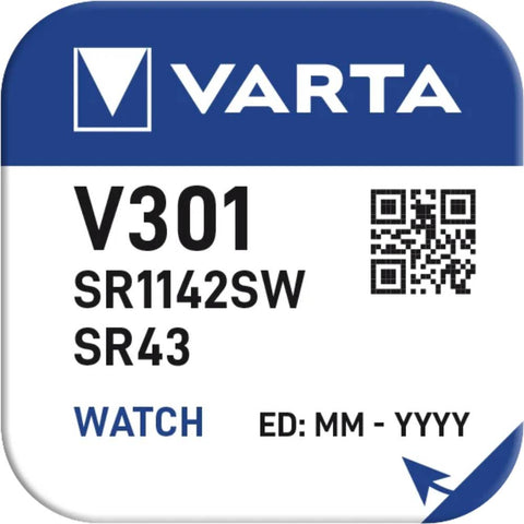 10x Varta 301 SR1142SW SR43 Silver Oxide 1.55V Watch Batteries
