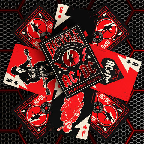 Bicycle AC/DC Playing Cards Poker Size – Official Deck, Black/Red, Made in USA