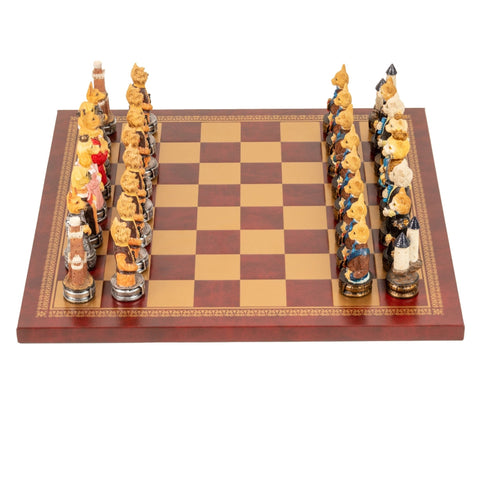 Italfama Cats vs Dogs Hand Painted Resin Chess Set Faux Leather Board