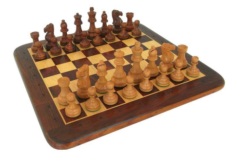 Italfama Handmade Acacia Wood Chess Set, Weighted Pieces, 38cm Board