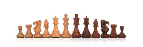 Wooden Chess Set, Genuine Leather Board, 42cm, 7.6cm King, Made in Italy