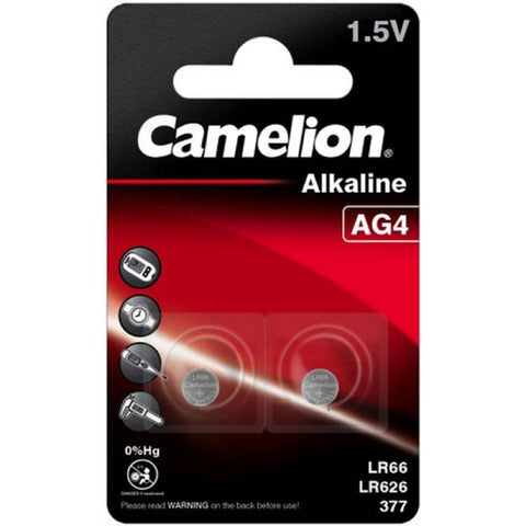 2 Camelion Ag4 Lr626 Alkaline Batteries Lr66 377 G4 1.5V 2Bl 18Mah NEW