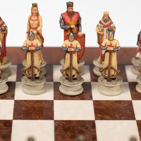 Italfama Crusaders vs Saracens Hand-Painted Resin Chess Set, Elm Board 42cm