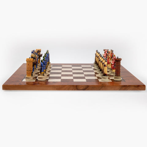 Italfama Crusaders vs Saracens Hand-Painted Resin Chess Set, Elm Board 42cm