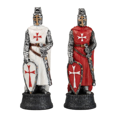Italfama Crusaders Hand-Painted 3-in-1 Chess Set, Resin, Faux Leather Board