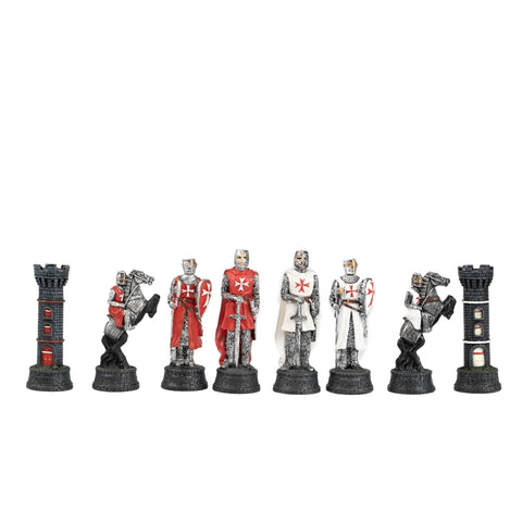 Italfama Crusaders Hand-Painted 3-in-1 Chess Set, Resin, Faux Leather Board