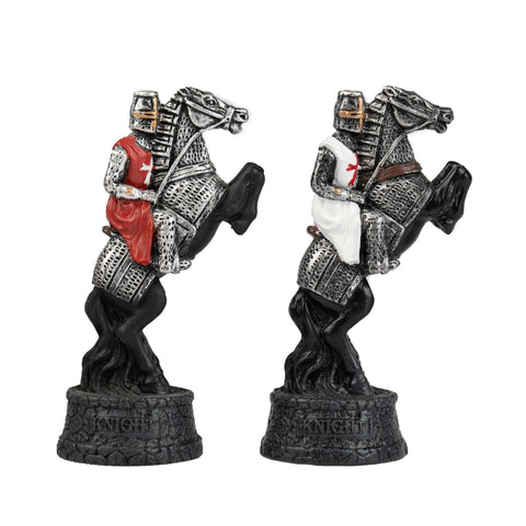 Italfama Crusaders Hand-Painted 3-in-1 Chess Set, Resin, Faux Leather Board