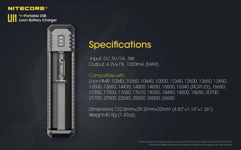 Nitecore UI1 Smart USB Li-Ion Battery Charger for 18650 21700 IMR Cells