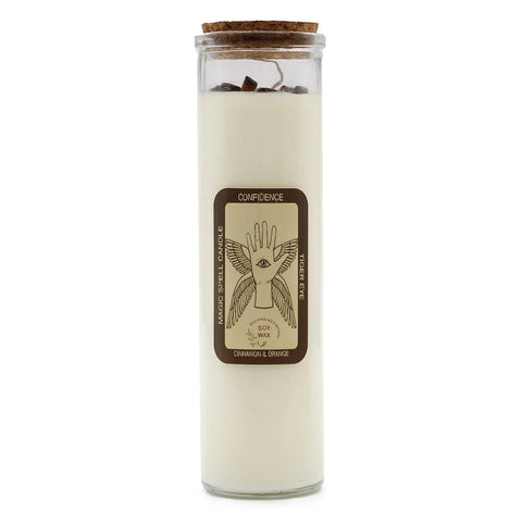 Confidence Spell Candle Cinnamon Soy Wax 50hr Gemstone Jar by AW Gifts