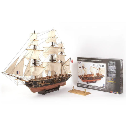 OCCRE Belle Poule 1/90 Wooden Model Ship Kit with Oak Base & Sails