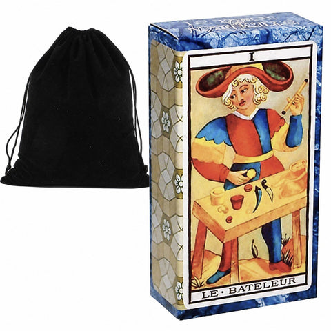 Tarot de Marseille Fournier Deck 78 Cards with Velvet Bag & Guidebook