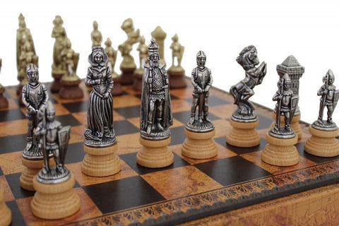 Italfama Mary Stuart Chess, Checkers & Backgammon Leather Board Set Italian
