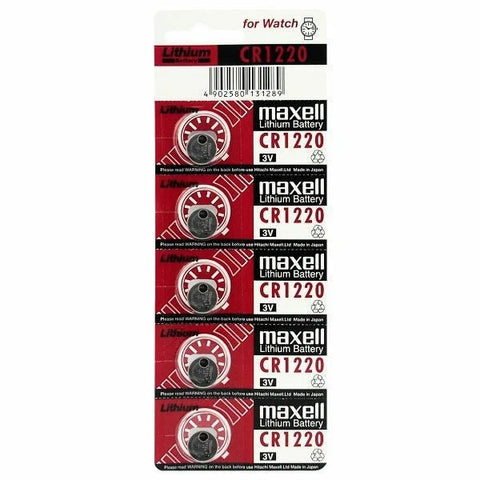 5x Maxell CR1220 3V Lithium Coin Cell Batteries for Watch Key Fob