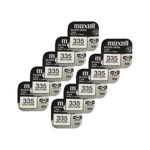 10x Maxell 335 SR512SW Silver Oxide 1.55V Watch Batteries Japan Made