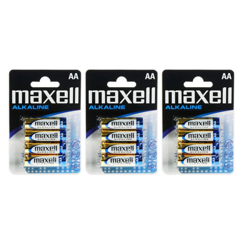 12x Maxell AA Alkaline - 3 packs of 4