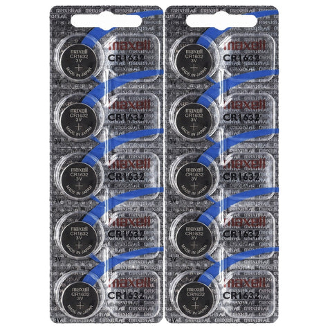 10x Maxell CR1632 3V Lithium Coin Cell Batteries DL1632 Made in Japan