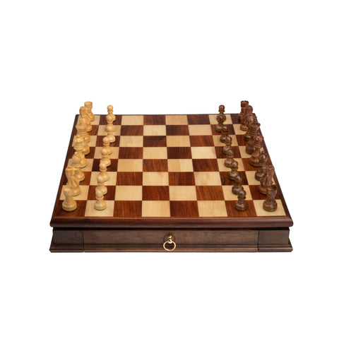 Italfama Italian Handmade Walnut Chess Set with Mahogany Pieces, 43 cm
