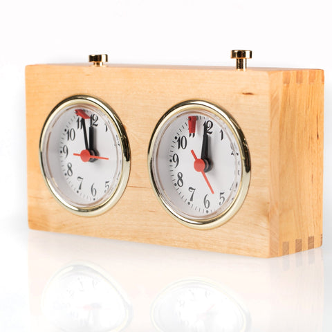 Italfama Wooden Analog Chess Clock, Classic Design, Gold Accents, Made in Italy