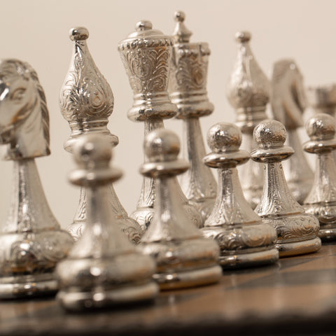 Italfama Gold/Silver Plated Metal Chess Set, Leatherette Board 48cm Italy