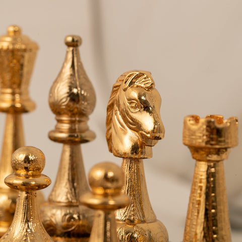 Italfama Gold/Silver Plated Metal Chess Set, Leatherette Board 48cm Italy