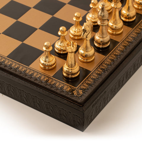 Italfama Gold/Silver Plated Metal Chess Set, Leatherette Board 48cm Italy