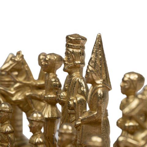 Italfama Metal Camelot Chess Set with Antique Map Board, Made in Italy