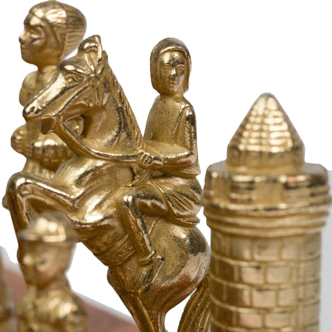 Italfama Metal Camelot Chess Set with Antique Map Board, Made in Italy