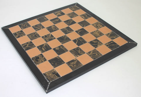 Italfama Metal Chess Set with Handmade Genuine Leather Board, 42cm