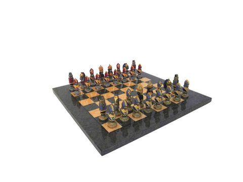 Italfama MONCADA Metal Chess Set with Yew Wood Board Handmade in Italy