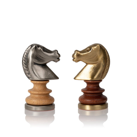Italfama Luxury Brass & Wood Chess Set with Walnut Maple Board 40x40cm