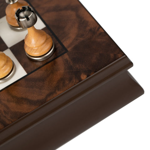 Italfama Luxury Brass & Wood Chess Set with Walnut Maple Board 40x40cm
