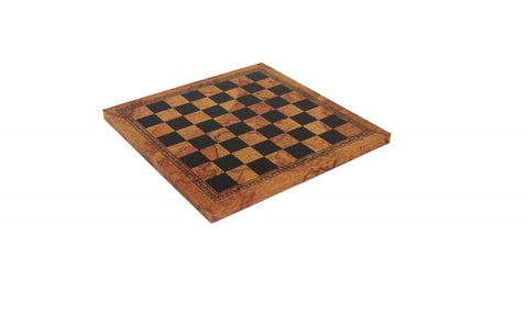 Italfama Metal Chess Set with Faux Leather Antique World Map Board, Italy
