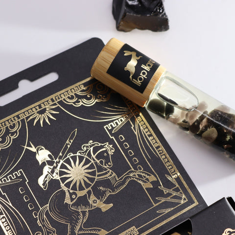 1x Knight of Swords Black Tourmaline Cedarwood Patchouli Essential Oil Roll-On