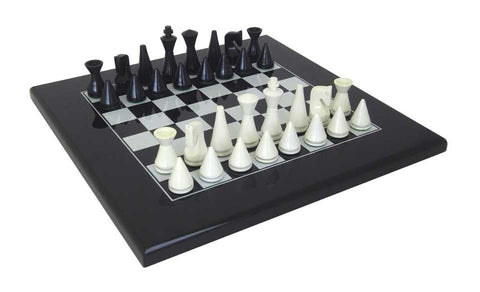 Italfama Modern Wooden Chess Set 40x40cm Gloss Board Handmade in Italy